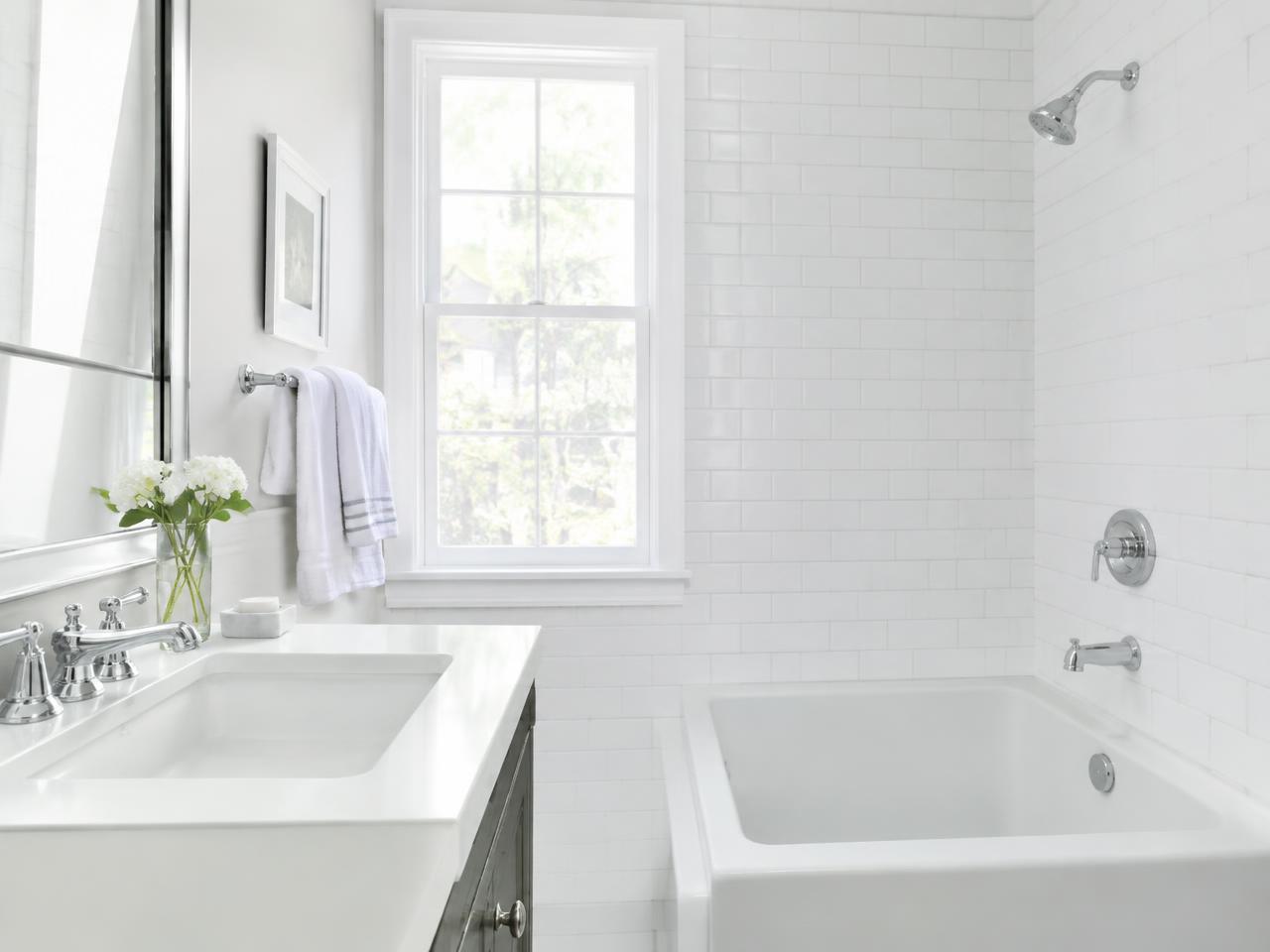 Clean white bathroom tile